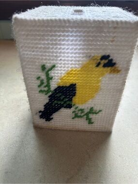 Handcrafted Bird Tissue Box Cover - Yellow & Black